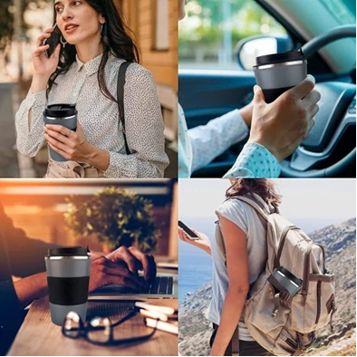 Travel Mug Sipper Lid Double Walled Thermos Flask Silicon Grip Stainless  Steel Leak Proof Travel at Rs 439/piece in Surat