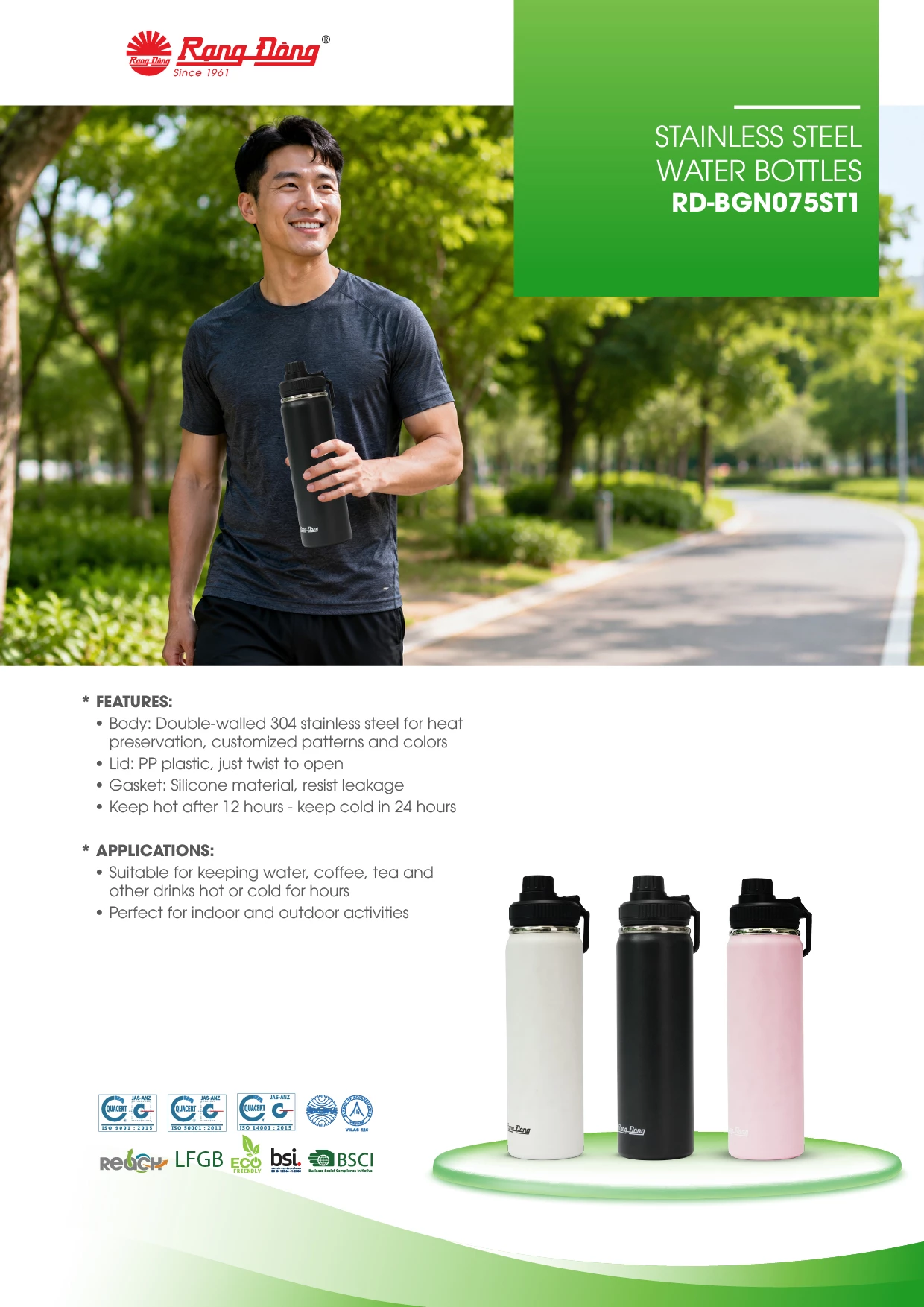 Stainless Steel Water Bottles RD-BGN075ST1
